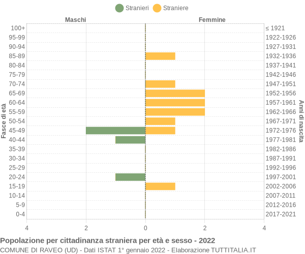 Grafico cittadini stranieri - Raveo 2022