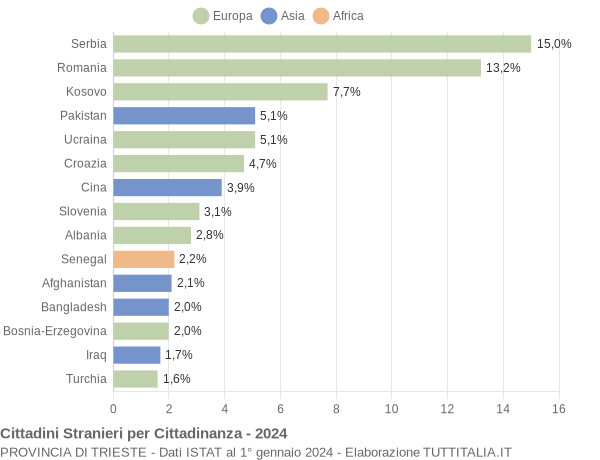 Grafico cittadinanza stranieri - 2024