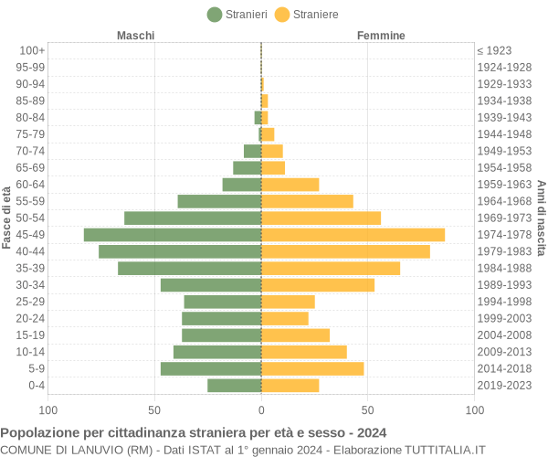 Grafico cittadini stranieri - Lanuvio 2024