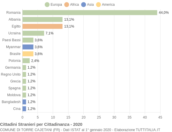 Grafico cittadinanza stranieri - Torre Cajetani 2020