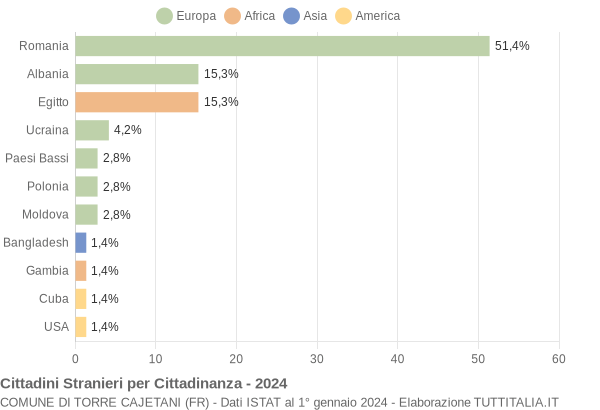 Grafico cittadinanza stranieri - Torre Cajetani 2024