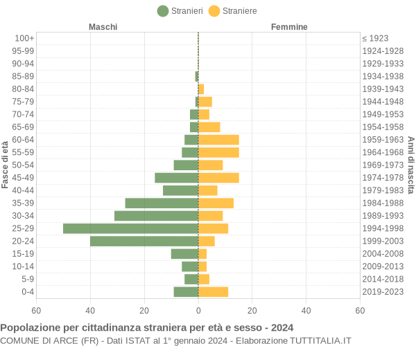 Grafico cittadini stranieri - Arce 2024