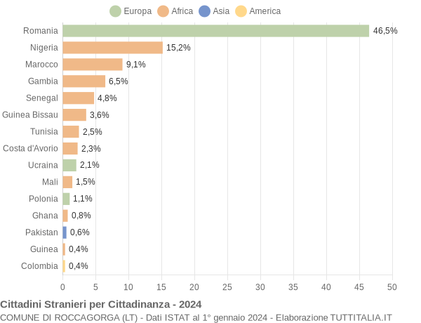 Grafico cittadinanza stranieri - Roccagorga 2024