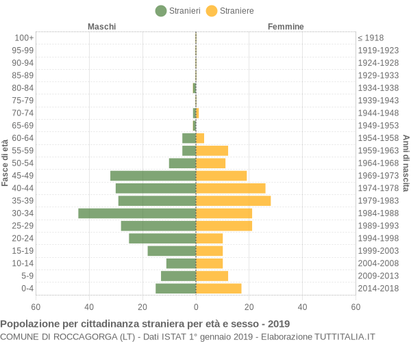 Grafico cittadini stranieri - Roccagorga 2019