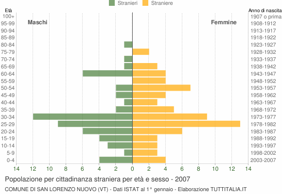 Grafico cittadini stranieri - San Lorenzo Nuovo 2007