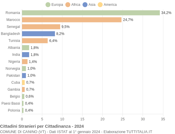 Grafico cittadinanza stranieri - Canino 2024