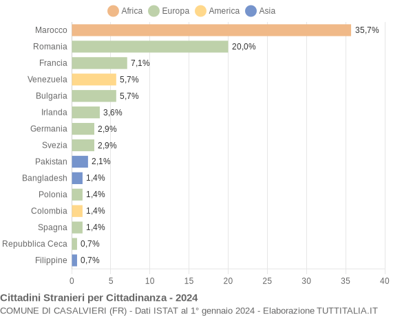 Grafico cittadinanza stranieri - Casalvieri 2024