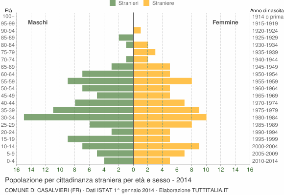 Grafico cittadini stranieri - Casalvieri 2014