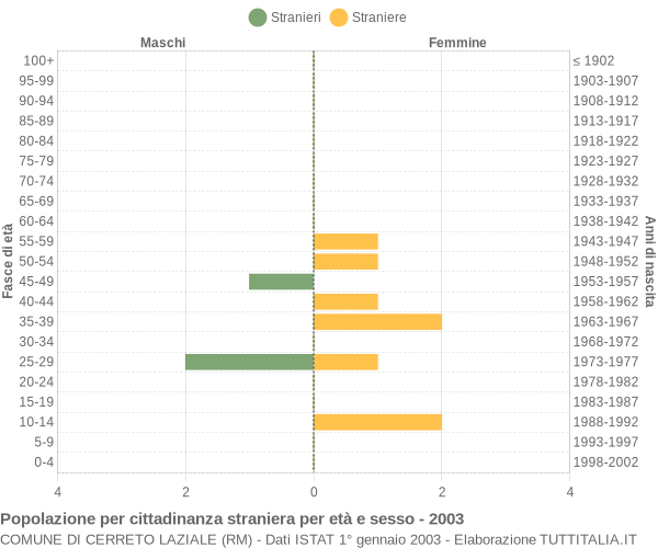 Grafico cittadini stranieri - Cerreto Laziale 2003