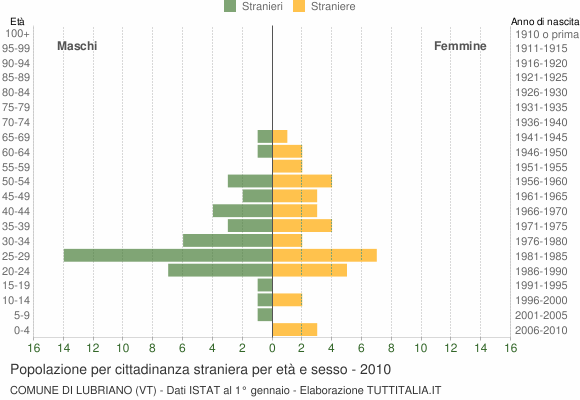 Grafico cittadini stranieri - Lubriano 2010