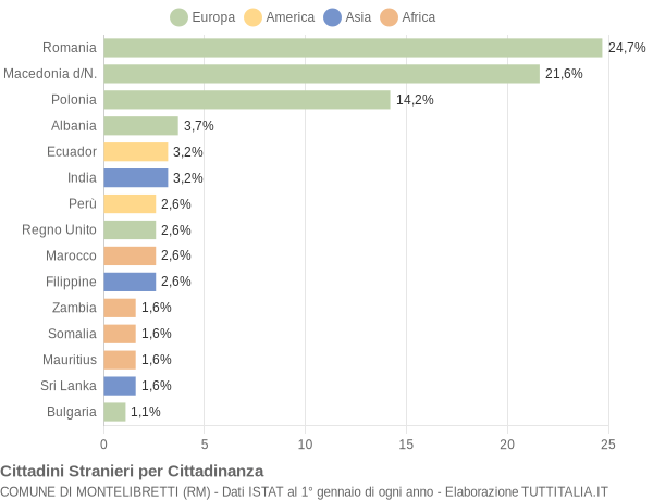 Grafico cittadinanza stranieri - Montelibretti 2006