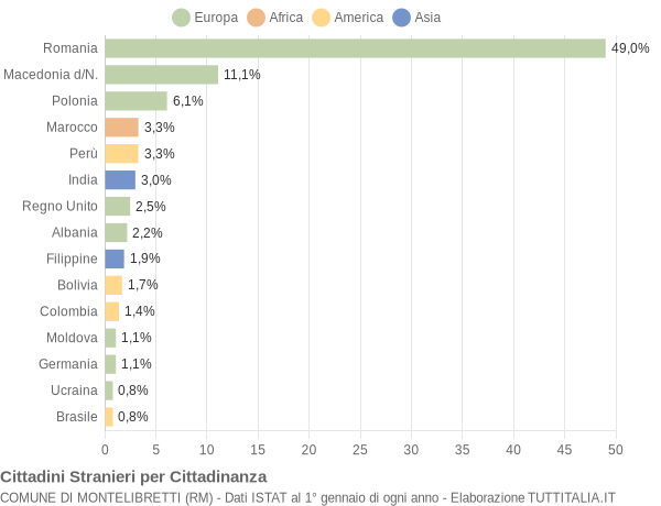 Grafico cittadinanza stranieri - Montelibretti 2011