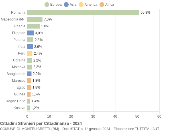 Grafico cittadinanza stranieri - Montelibretti 2024