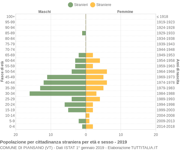 Grafico cittadini stranieri - Piansano 2019