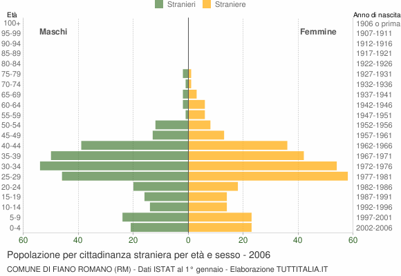 Grafico cittadini stranieri - Fiano Romano 2006