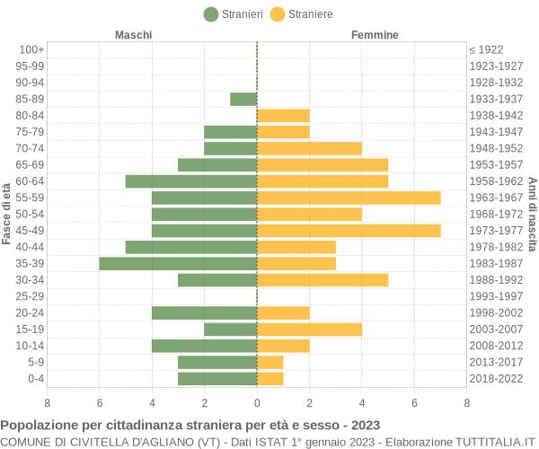 Grafico cittadini stranieri - Civitella d'Agliano 2023