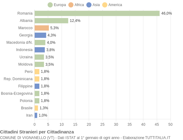 Grafico cittadinanza stranieri - Vignanello 2013