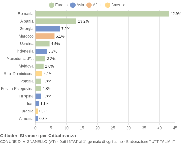 Grafico cittadinanza stranieri - Vignanello 2015