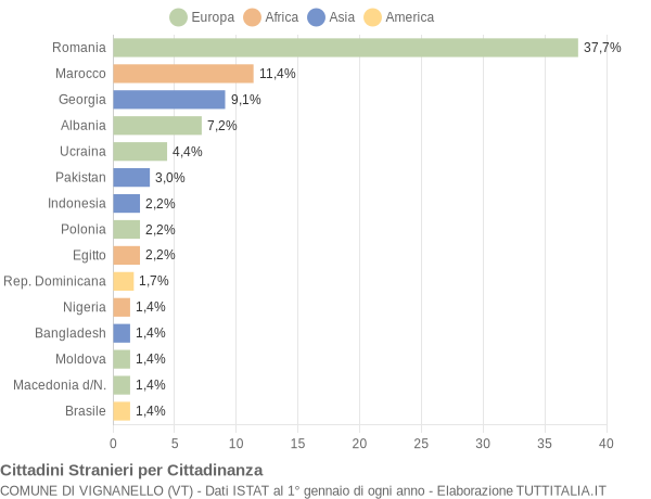 Grafico cittadinanza stranieri - Vignanello 2020