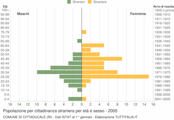 Grafico cittadini stranieri - Cittaducale 2005