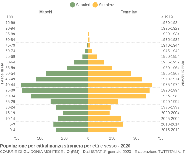 Grafico cittadini stranieri - Guidonia Montecelio 2020