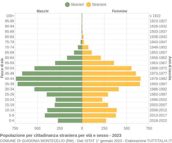 Grafico cittadini stranieri - Guidonia Montecelio 2023