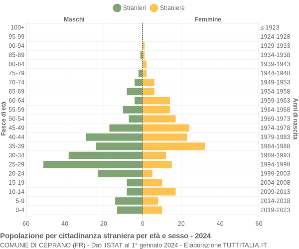 Grafico cittadini stranieri - Ceprano 2024