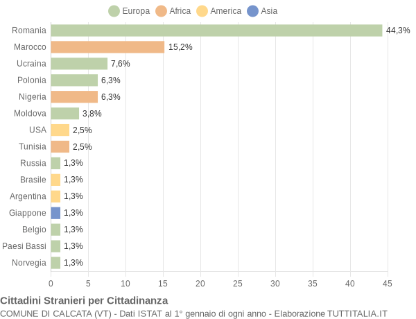 Grafico cittadinanza stranieri - Calcata 2020