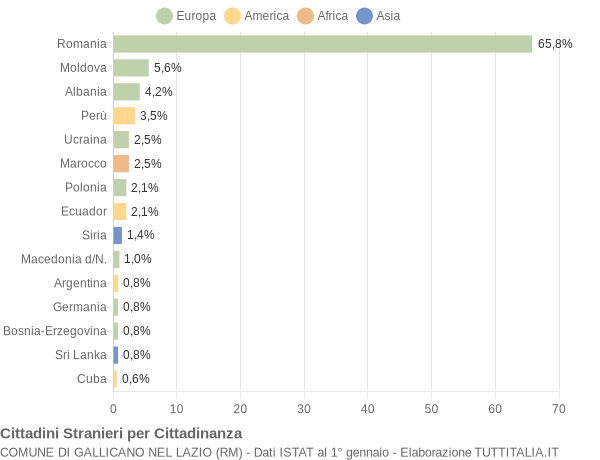 Grafico cittadinanza stranieri - Gallicano nel Lazio 2008