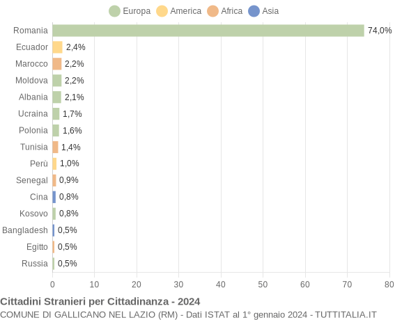 Grafico cittadinanza stranieri - Gallicano nel Lazio 2024