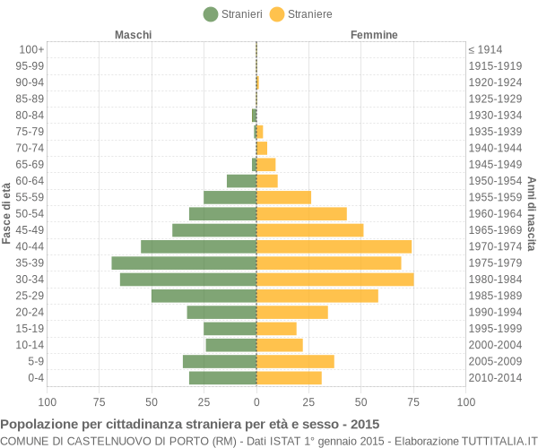 Grafico cittadini stranieri - Castelnuovo di Porto 2015