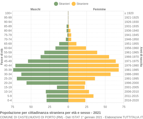 Grafico cittadini stranieri - Castelnuovo di Porto 2021
