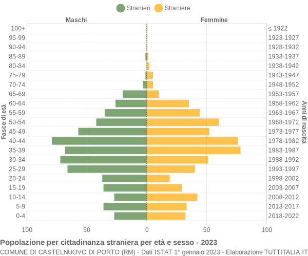 Grafico cittadini stranieri - Castelnuovo di Porto 2023