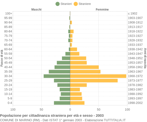 Grafico cittadini stranieri - Marino 2003