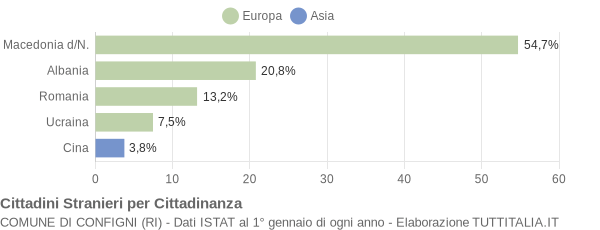 Grafico cittadinanza stranieri - Configni 2009