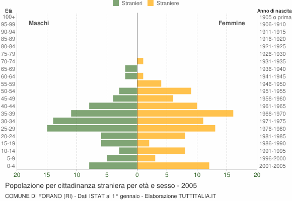Grafico cittadini stranieri - Forano 2005