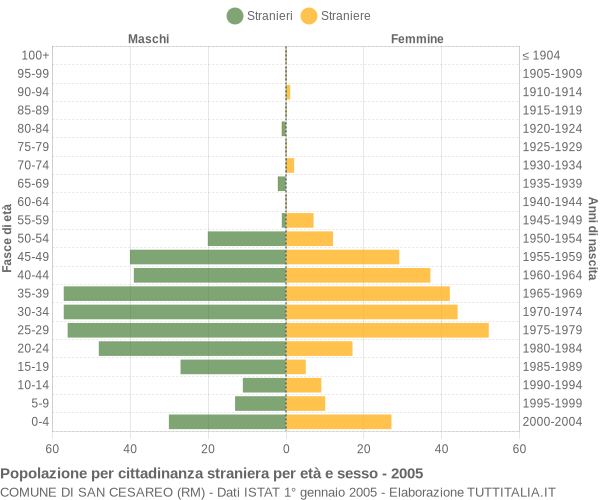 Grafico cittadini stranieri - San Cesareo 2005