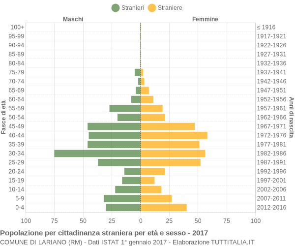 Grafico cittadini stranieri - Lariano 2017