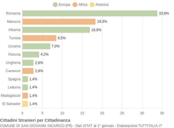 Grafico cittadinanza stranieri - San Giovanni Incarico 2011