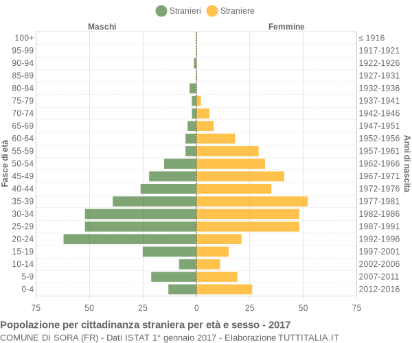 Grafico cittadini stranieri - Sora 2017