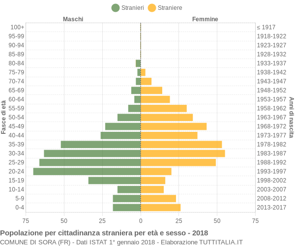 Grafico cittadini stranieri - Sora 2018