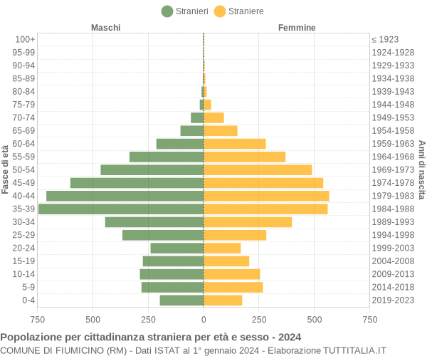 Grafico cittadini stranieri - Fiumicino 2024