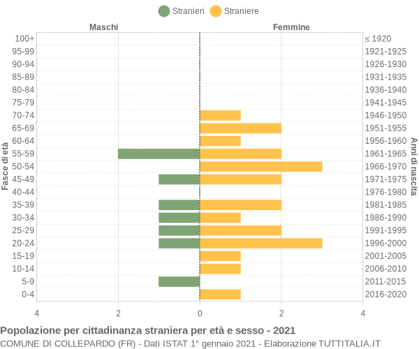 Grafico cittadini stranieri - Collepardo 2021