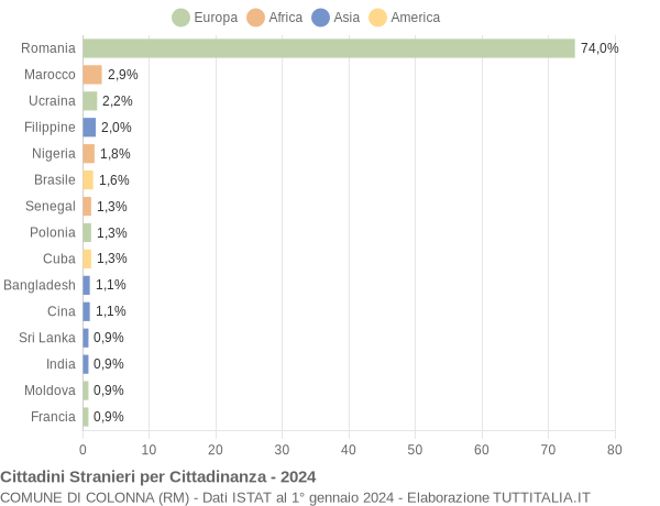 Grafico cittadinanza stranieri - Colonna 2024