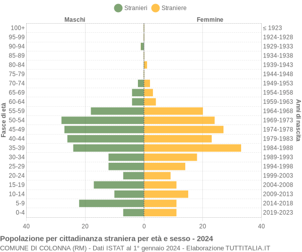 Grafico cittadini stranieri - Colonna 2024