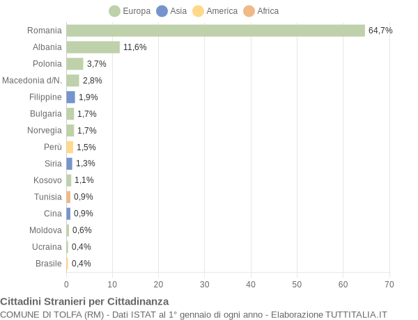 Grafico cittadinanza stranieri - Tolfa 2015