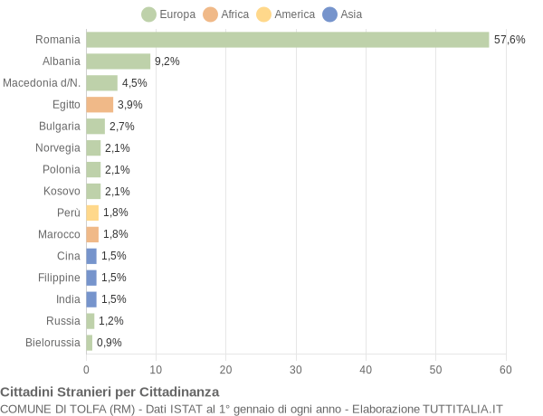 Grafico cittadinanza stranieri - Tolfa 2022