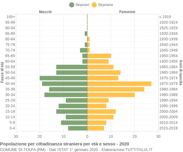 Grafico cittadini stranieri - Tolfa 2020