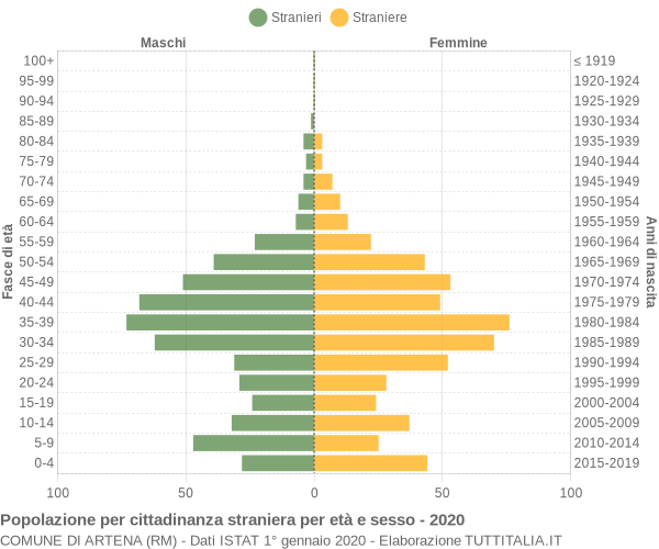 Grafico cittadini stranieri - Artena 2020