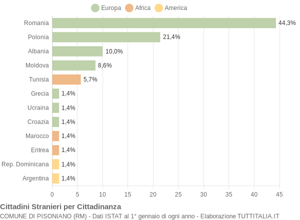 Grafico cittadinanza stranieri - Pisoniano 2006